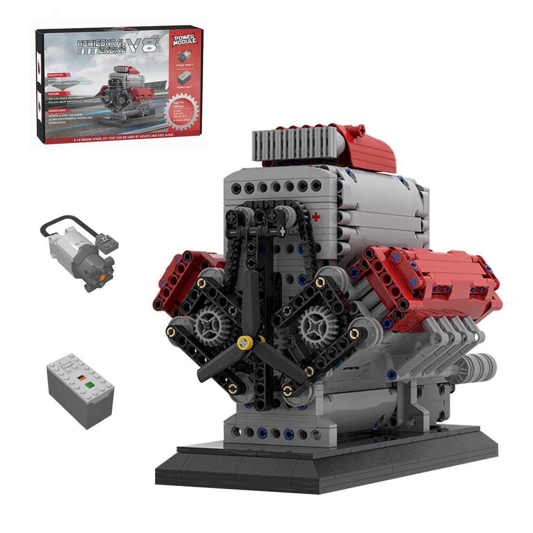 MOC Crossplane V8 Engine with Supercharger Blocks