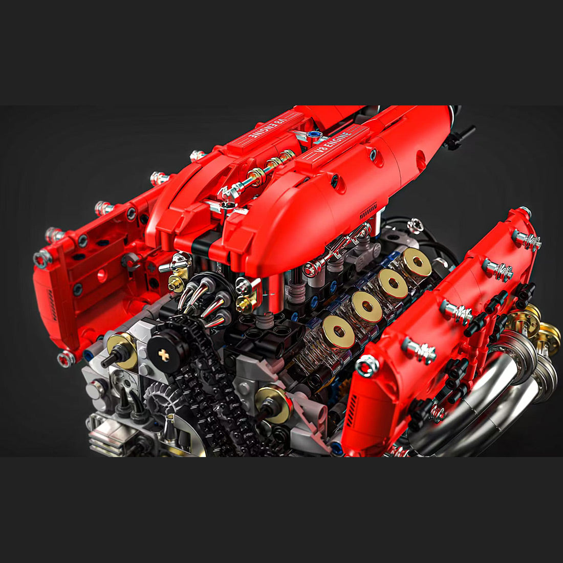 Ferrari V8 Engine Building Blocks Toy Set DOHC Naturally Aspirated MOC Motor Build Your Own V8 Engine - 350PCS