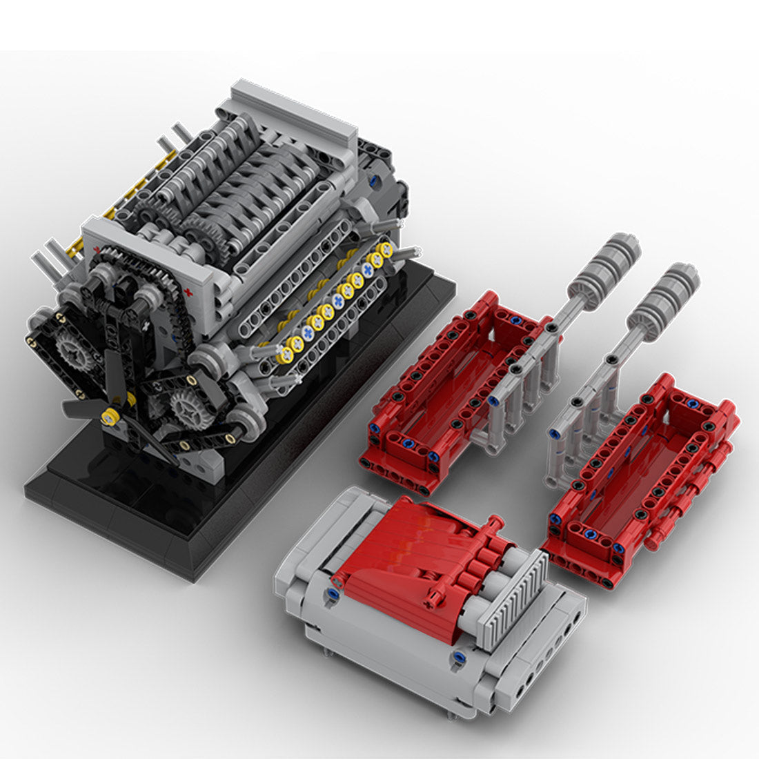 MOC Crossplane V8 Engine with Supercharger Blocks