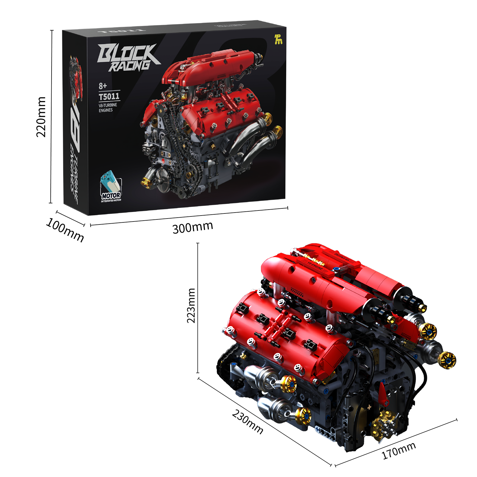 Ferrari V8 Engine Building Blocks Toy Set DOHC Naturally Aspirated MOC Motor Build Your Own V8 Engine - 350PCS