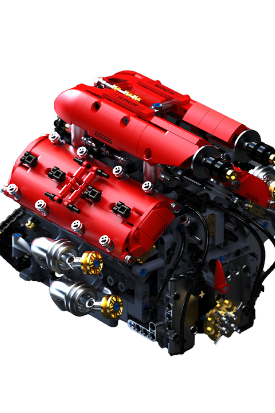 Ferrari V8 Engine Building Blocks Toy Set DOHC Naturally Aspirated MOC Motor Build Your Own V8 Engine - 350PCS